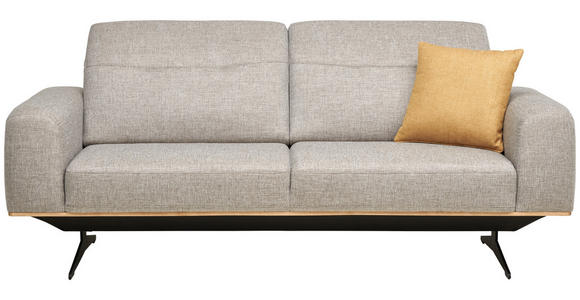 3-SITZER-SOFA in Struktur Beige  - Beige/Schwarz, Design, Holz/Textil (205/76-97/102cm) - Novel