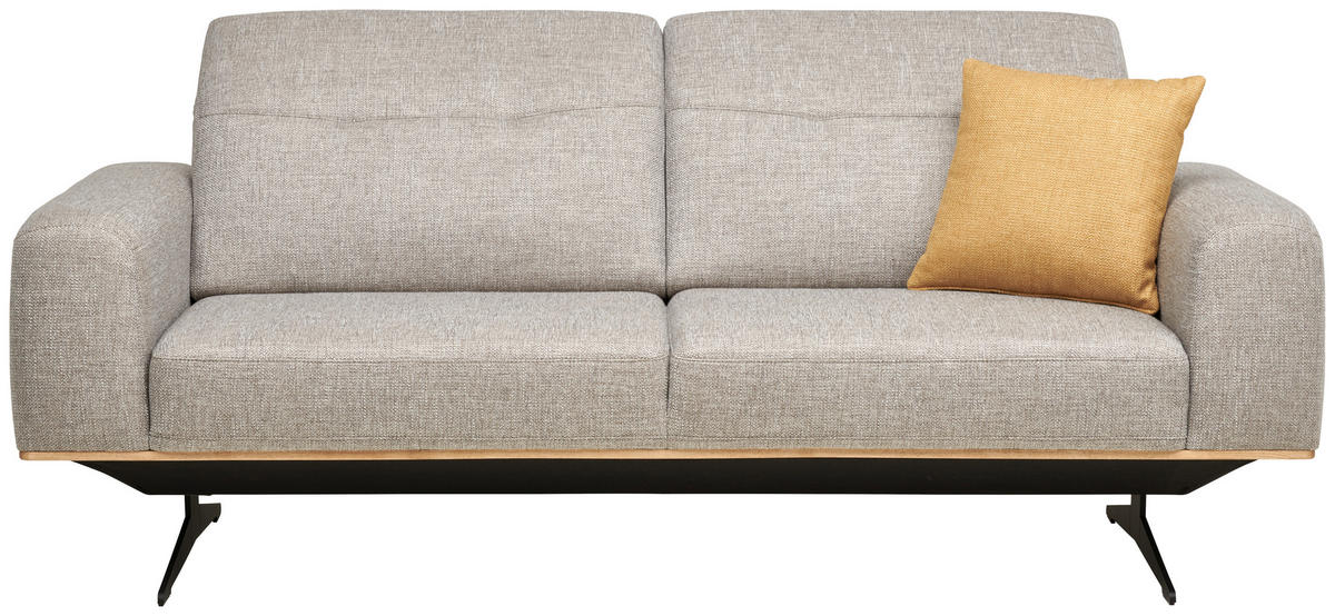 3-SITZER-SOFA in Struktur Beige  - Beige/Schwarz, Design, Holz/Textil (205/76-97/102cm) - Novel