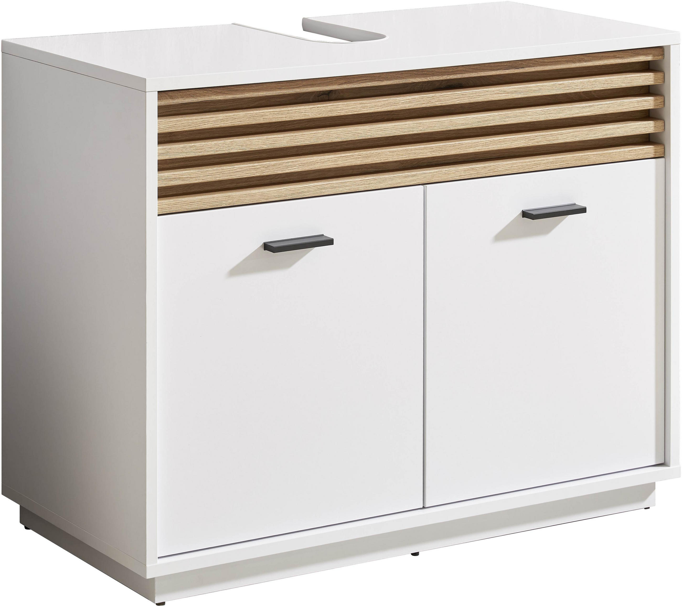 WASCHBECKENUNTERSCHRANK 80/64/40 cm  - Eichefarben/Schwarz, KONVENTIONELL, Holzwerkstoff/Kunststoff (80/64/40cm) - home24