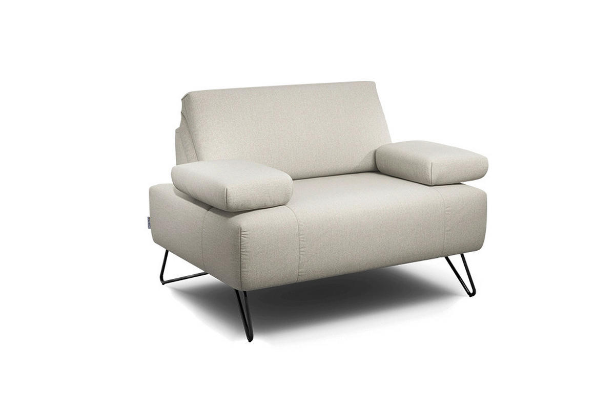 SESSEL in Chenille Naturfarben  - Schwarz/Naturfarben, Design, Textil/Metall (114-142/85/86-94cm) - SENSOO