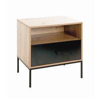 NACHTTISCH  - Eichefarben/Schwarz, Design, Holzwerkstoff/Metall (55/42/60cm)