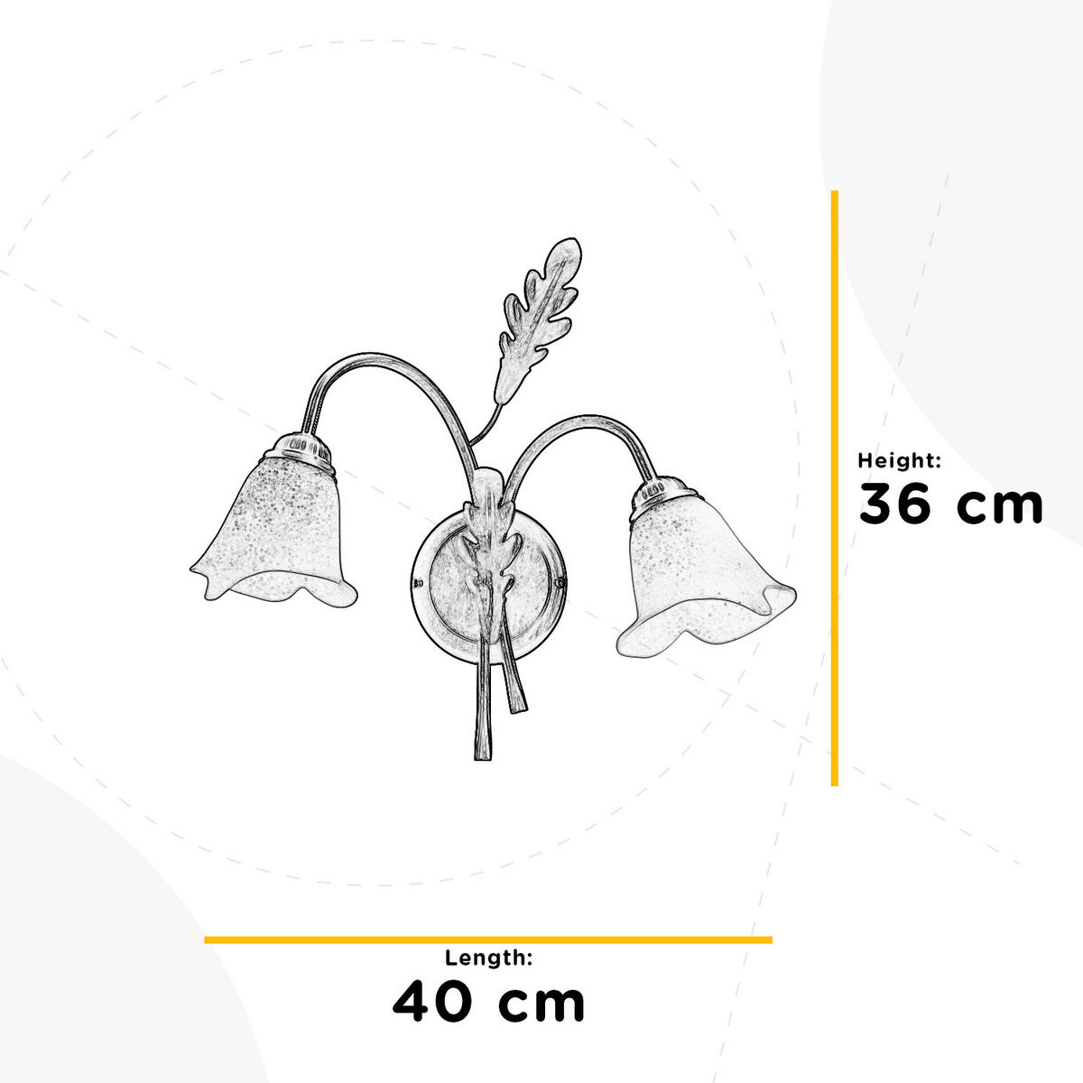 WANDLEUCHTE 40/20/36 cm   - Bronzefarben/Olivgrün, Natur, Glas/Metall (40/20/36cm)