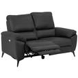 2-SITZER-SOFA Lederlook, Mikrofaser Grau  - Schwarz/Grau, KONVENTIONELL, Textil/Metall (160/102/96cm) - Carryhome