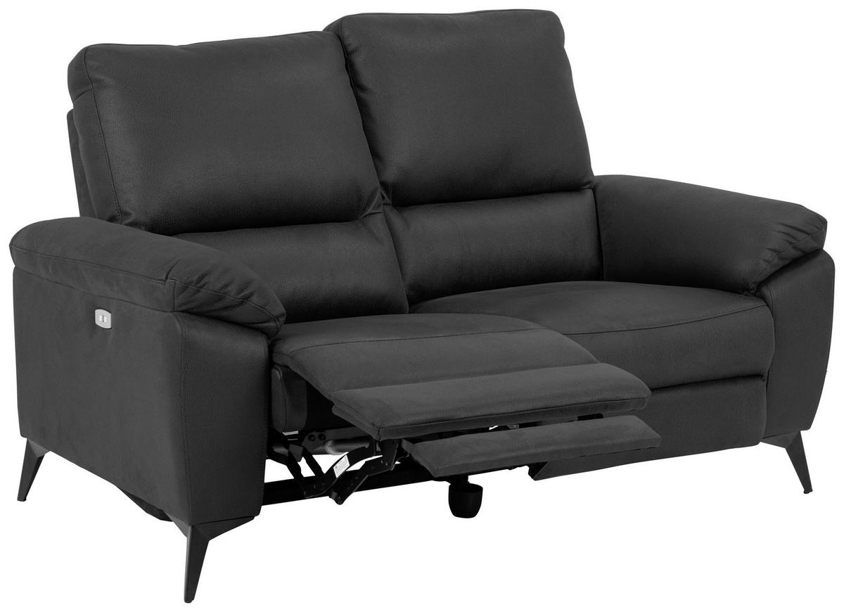 2-SITZER-SOFA Lederlook, Mikrofaser Grau  - Schwarz/Grau, KONVENTIONELL, Textil/Metall (160/102/96cm) - Carryhome