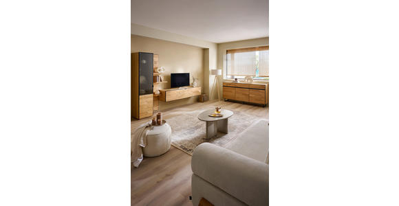 WOHNWAND  in Schwarz, Eichefarben  270/200/42 cm  - Wildeiche/Eichefarben, Natur, Glas/Holz (270/200/42cm) - Linea Natura
