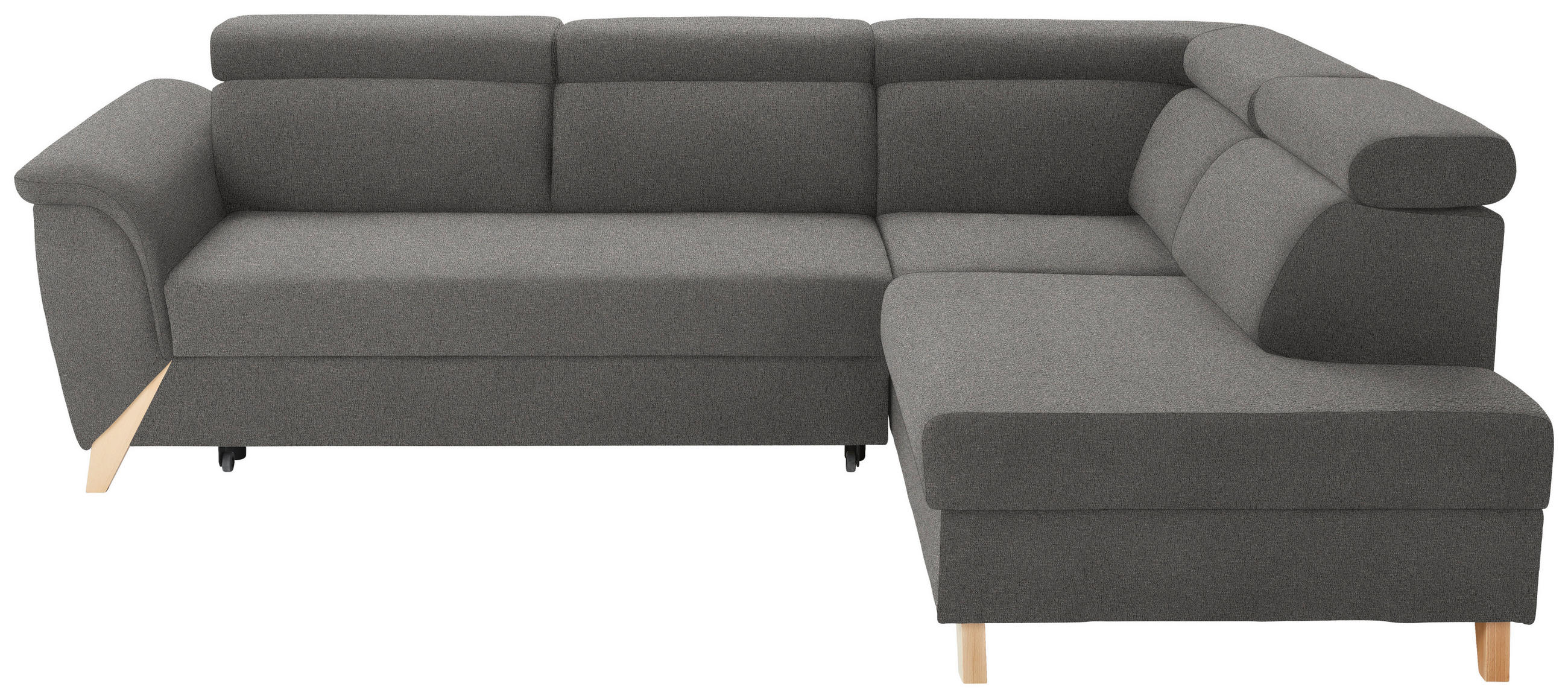ECKSOFA  in Chenille Dunkelbraun  265/200 cm  - Dunkelbraun/Naturfarben, KONVENTIONELL, Holz/Textil (265/200cm) - Stylife