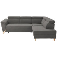 ECKSOFA  in Chenille Dunkelbraun  265/200 cm  - Dunkelbraun/Naturfarben, KONVENTIONELL, Holz/Textil (265/200cm) - Stylife