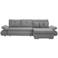 ECKSOFA in Webstoff Hellgrau  - Chromfarben/Hellgrau, Design, Kunststoff/Textil (302/187cm) - Carryhome