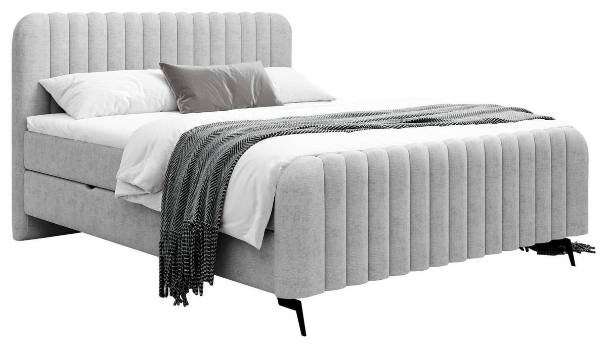 BOXBETT 180/200 cm  in Hellgrau  - Hellgrau/Schwarz, MODERN, Holz/Holzwerkstoff (180/200cm) - MID.YOU