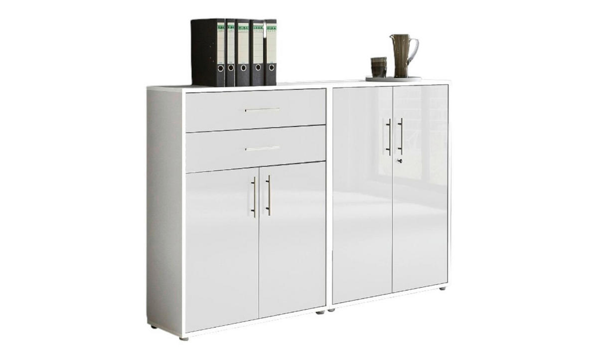 AKTENSCHRANK Weiß, Weiß Hochglanz  - Weiß Hochglanz/Weiß, MODERN, Holzwerkstoff (168,8/113,6/33cm) - MID.YOU