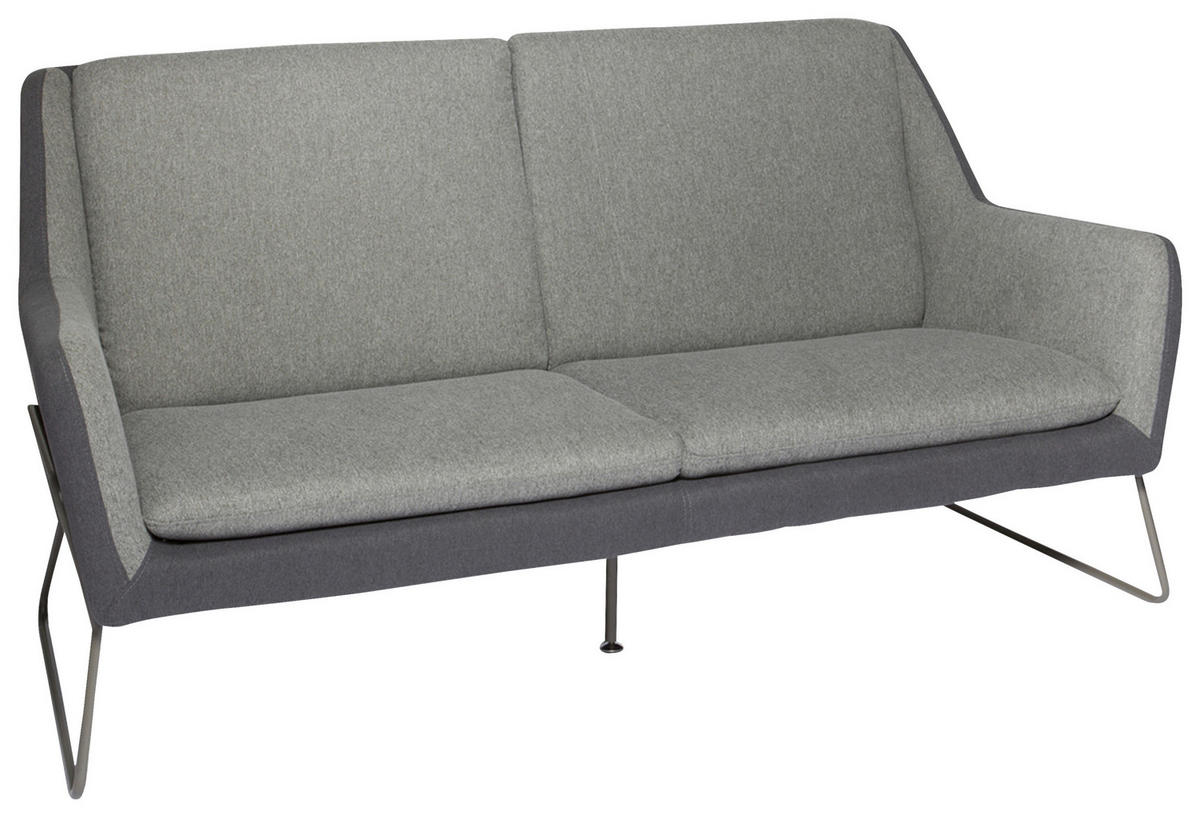 3-SITZER-SOFA Flachgewebe Hellgrau, Dunkelgrau  - Dunkelgrau/Hellgrau, MODERN, Textil/Metall (174/97/84cm) - MID.YOU