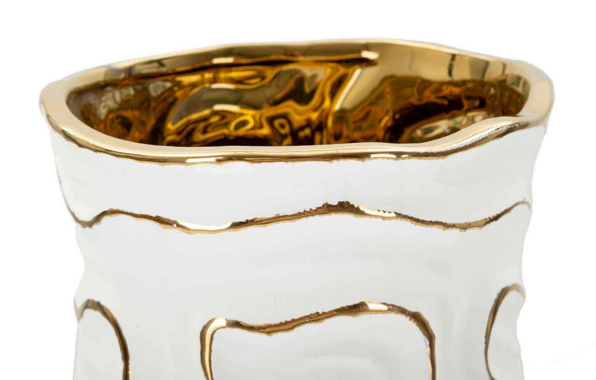 Vase Adore  - Goldfarben/Weiß, Basics, Keramik (16/32.5/16cm)