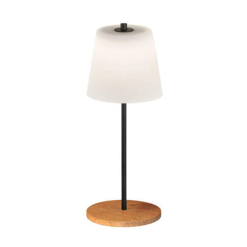 AKKU-TISCHLEUCHTE Shine-Wood 15/35 cm   - Schwarz, Natur, Glas/Metall (15/35cm) - Fischer & Honsel