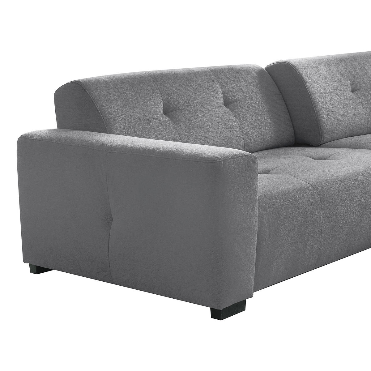 ECKSOFA AUSTIN Grau Flachgewebe Sitztiefenverstellung  - Schwarz/Grau, Design, Kunststoff/Textil (286/169cm) - Livetastic