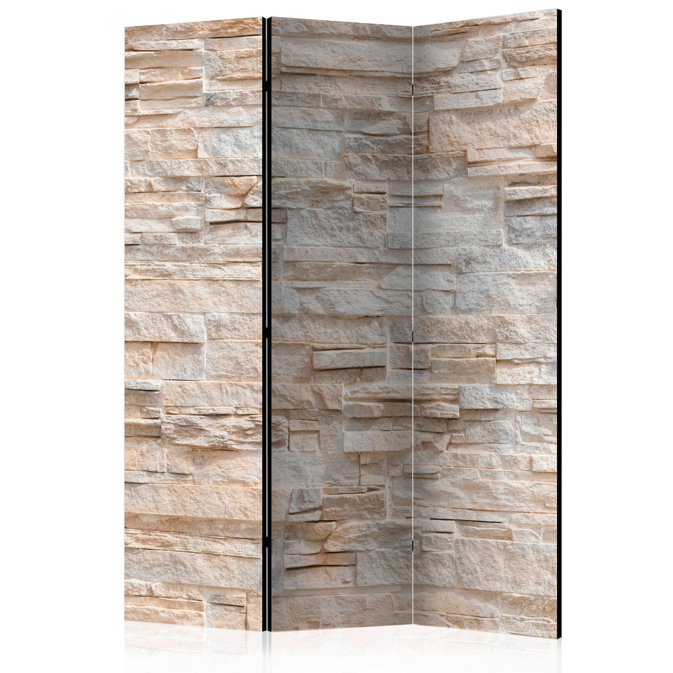 PARAVENT mit 3  Flügel - Beige/Weiß, Basics, Holz/Textil (135/172/3cm) - artgeist
