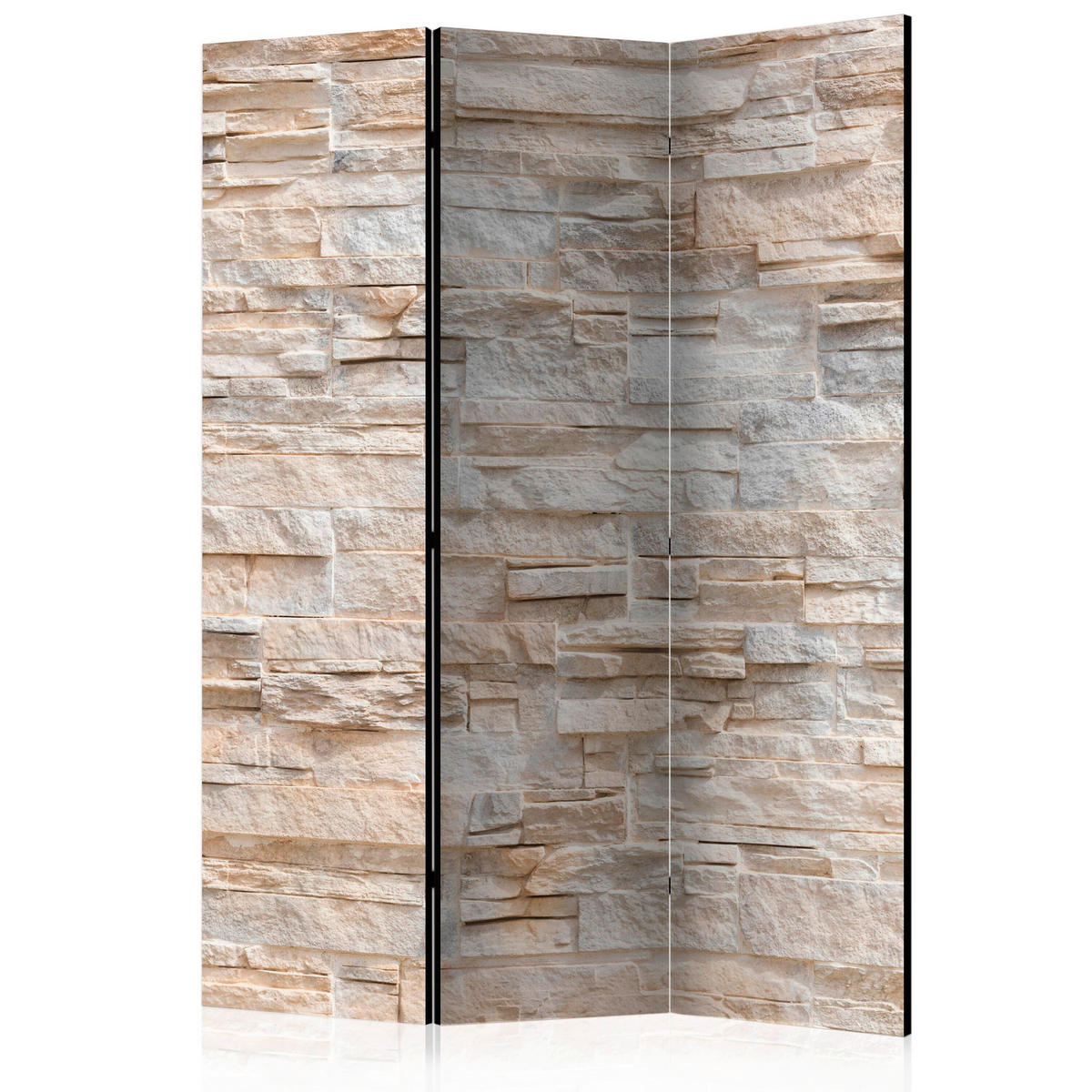 PARAVENT mit 3  Flügel - Beige/Weiß, Basics, Holz/Textil (135/172/3cm) - artgeist