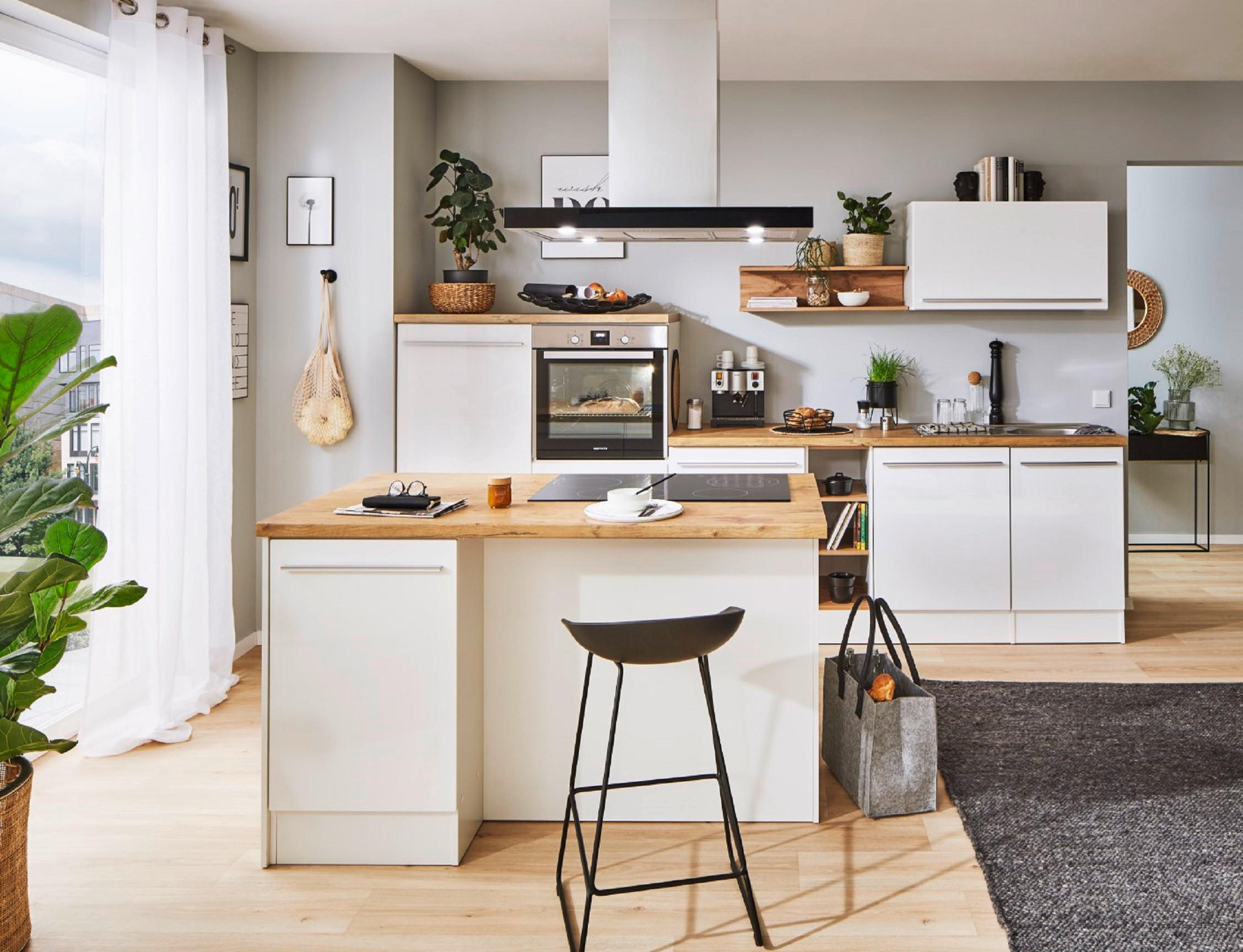 MODULKÖK 320-150 cm   i vit högglans  - stålfärgad/vit, Design, trämaterial/plast (320-150cm) - Respekta