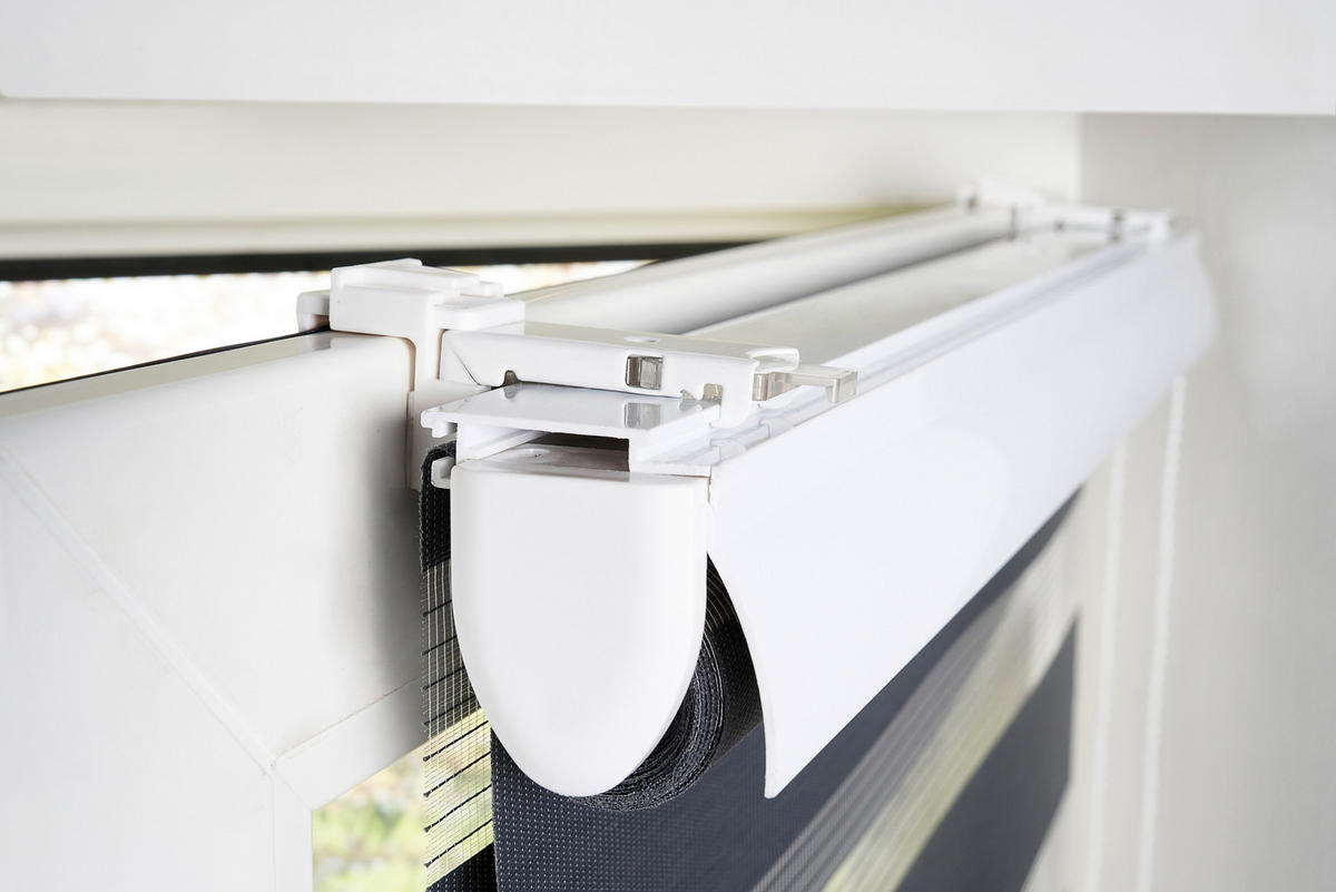 DOPPELROLLO  halbtransparent  90/160 cm    - Transparent/Grau, Basics, Textil (90/160cm) - Boxxx
