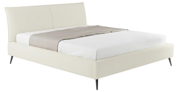 POLSTERBETT gepolstertes Kopfteil, Bettkasten, Lattenroste 180/200 cm in Beige - Beige/Schwarz, Design, Holz/Textil (180/200cm) - Esposa