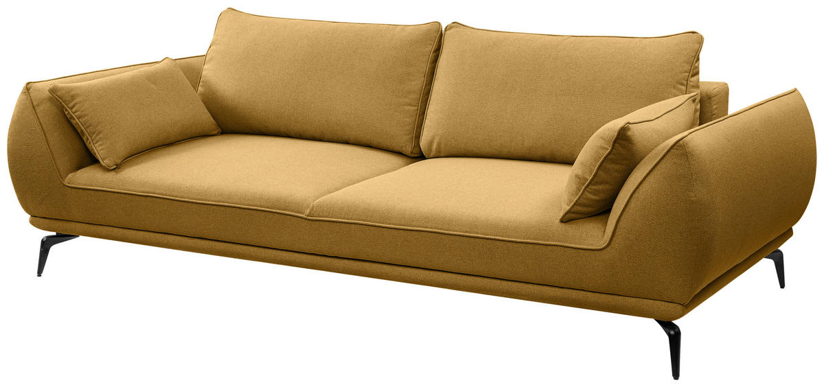 3-SITZER-SOFA in Webstoff Gelb  - Gelb/Creme, Modern, Textil/Metall (249/86/118cm) - MID.YOU