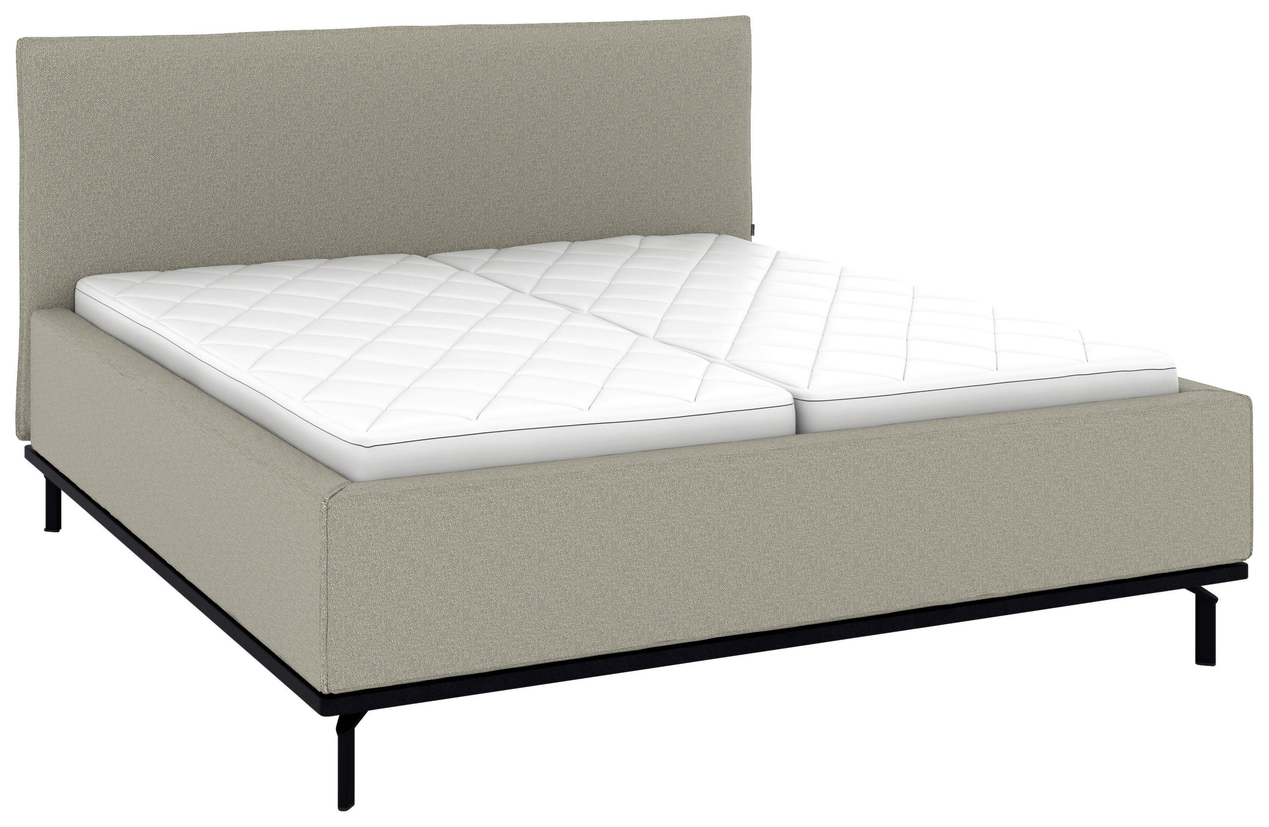 POLSTERBETT 180/200 cm,  in Hellgrau, Matratze, Lattenrost, Bettkasten, H2 + H3 = mittel + fest  - Hellgrau/Graphitfarben, Design, Holz/Textil (180/200cm) - Musterring