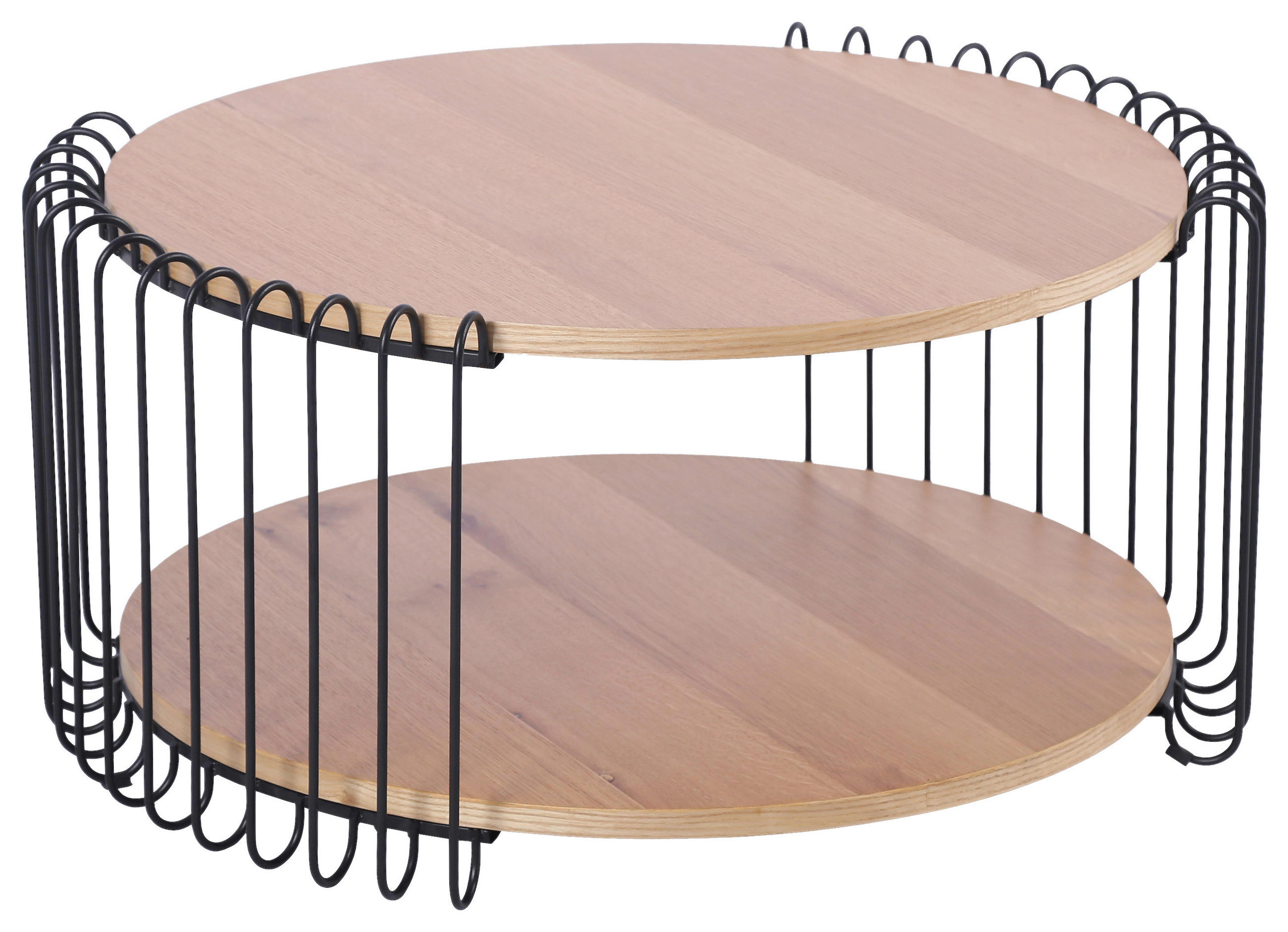 COUCHTISCH Eiche furniert 80/80/38 cm rund Schwarz, Eichefarben  - Eichefarben/Schwarz, Basics, Holz/Holzwerkstoff (80/80/38cm) - Stylife