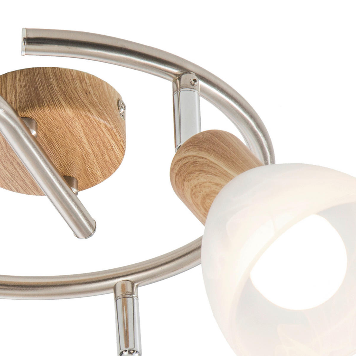 LED-DECKENLEUCHTE 25 cm  - Eichefarben/Weiß, Basics, Glas/Holz (25cm) - Globo