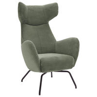 OHRENSESSEL in Cord Grün  - Schwarz/Grün, Design, Textil/Metall (79/117/82cm) - Pure Home Lifestyle