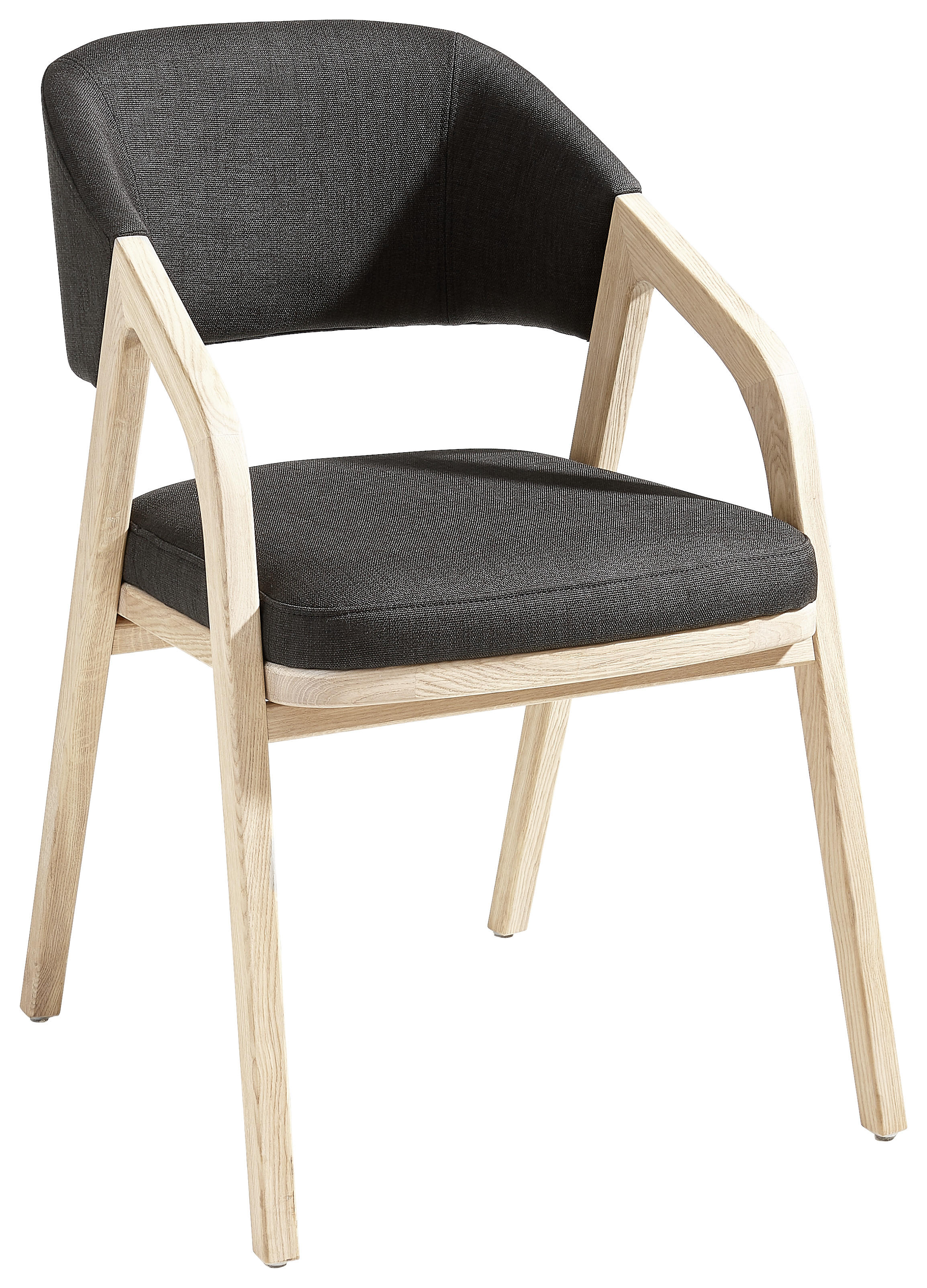 Stuhl in Holz, Textil Anthrazit, Eichefarben