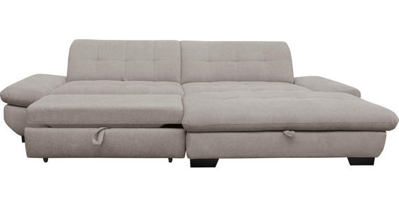 ECKSOFA  in Mikrofaser Hellgrau  290/198 cm  - Hellgrau/Schwarz, Design, Textil/Metall (290/198cm) - Xora