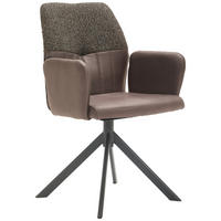 ARMLEHNSTUHL  in Lederlook, Webstoff  - Schwarz/Braun, Konventionell, Textil/Metall (57/87/63cm) - Valdera