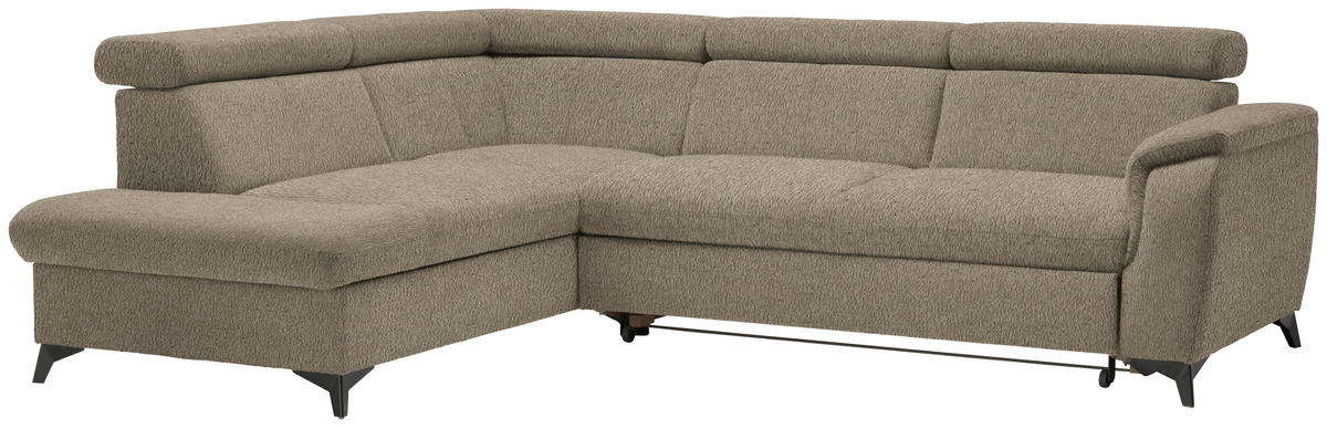 ECKSOFA in Teddystoff Braun  - Schwarz/Braun, Design, Textil/Metall (203/260cm) - Stylife