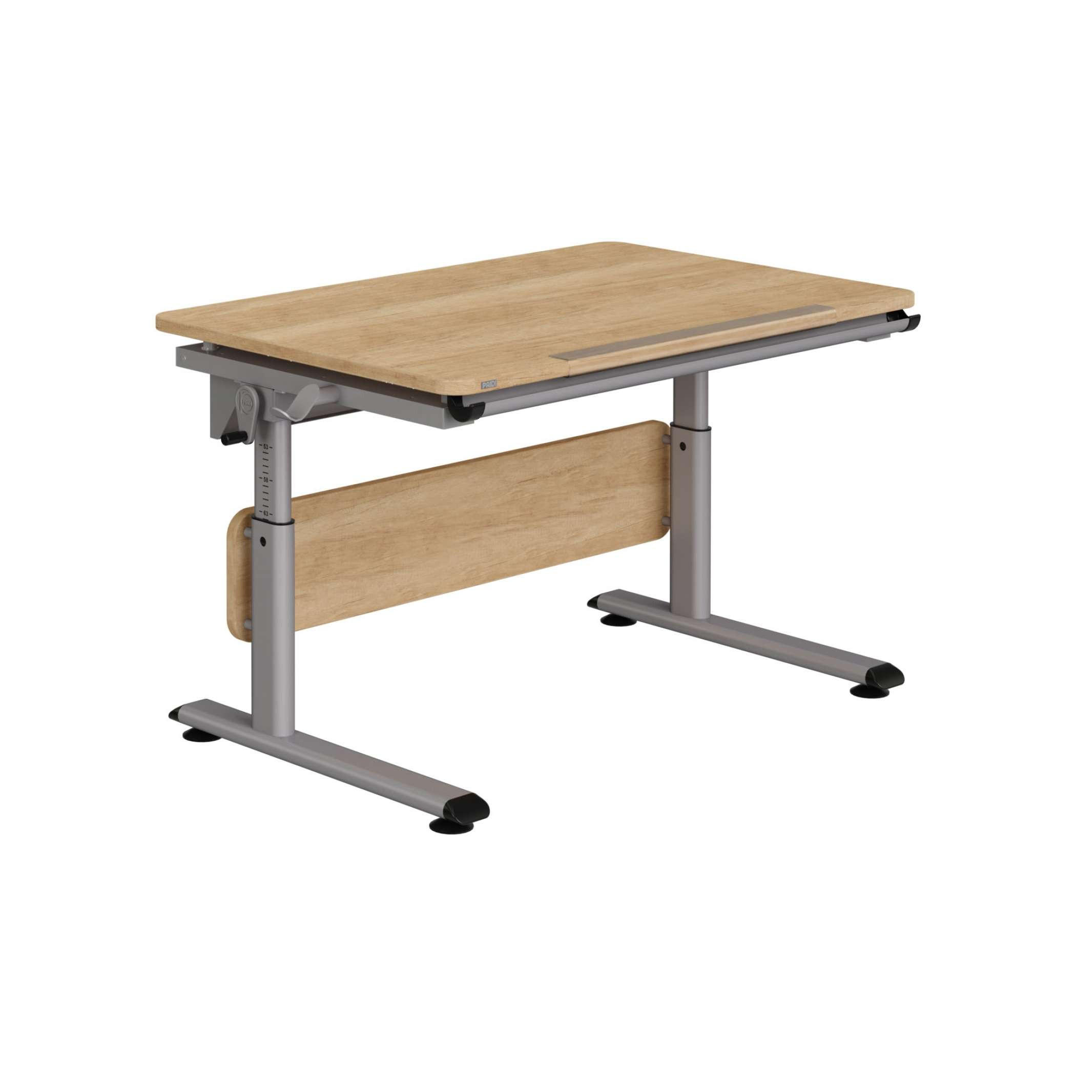IFJÚSÁGI ÍRÓASZTAL  - ezüst/tölgyfa, Basics, faalapú anyag/fém (105/70/53-79cm) - Paidi