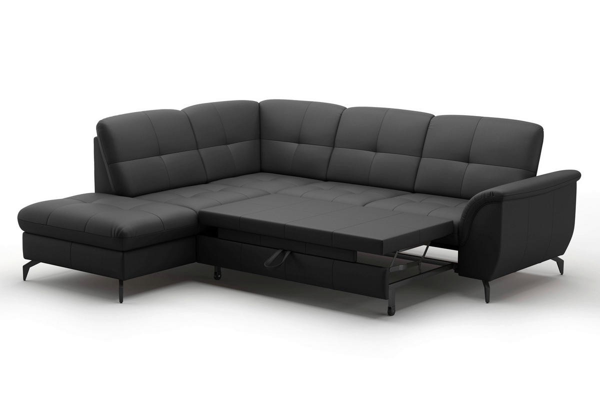 ECKSOFA ZORA E Schwarz Echtleder  - Schwarz, MODERN, Leder/Metall (212/244cm) - Sit & More