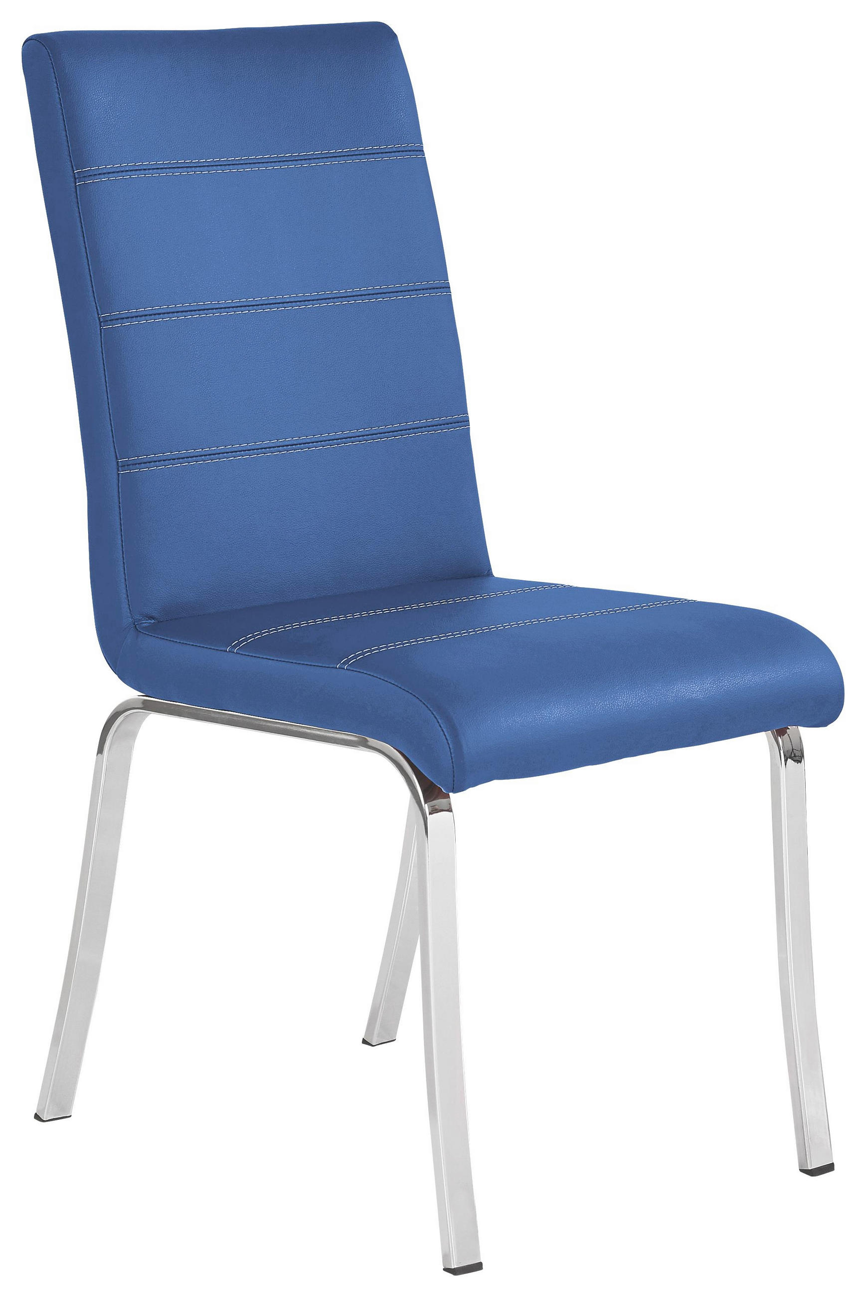 Stuhl in Metall, Textil Blau, Chromfarben