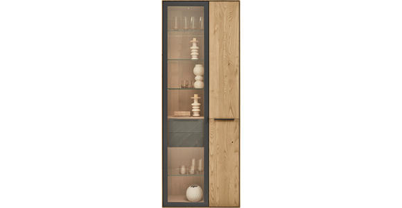 VITRINE Anthrazit, Kastanienfarben  77/205,5/39,5 cm  - Kastanienfarben/Anthrazit, Natur, Glas/Holz (77/205,5/39,5cm) - Valnatura