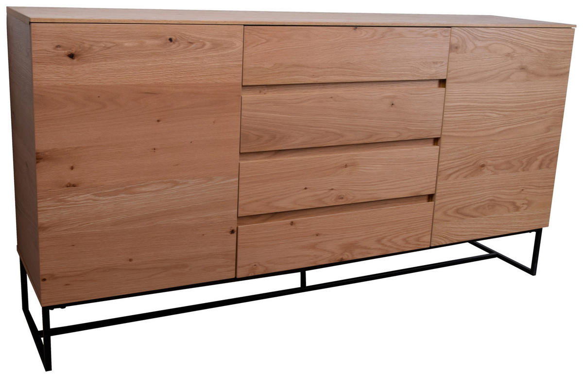 SIDEBOARD 165/86/40 cm  - svart/ekfärgad, Klassisk, metall/trämaterial (165/86/40cm) - home24