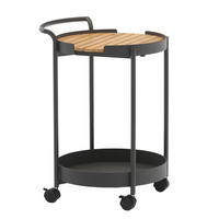 SERVIERWAGEN Teakholz Graphitfarben, Teakfarben  - Graphitfarben/Teakfarben, Design, Holz/Metall (51,3/45/70,6cm) - Zebra 