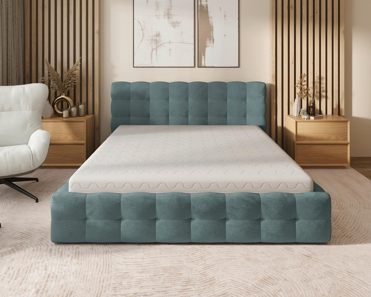 POLSTERBETT 180/200 cm,  in Grau, gepolstertes Kopfteil, Bettkasten,  - Schwarz/Grau, MODERN, Holz/Kunststoff (180/200cm) - Chameo