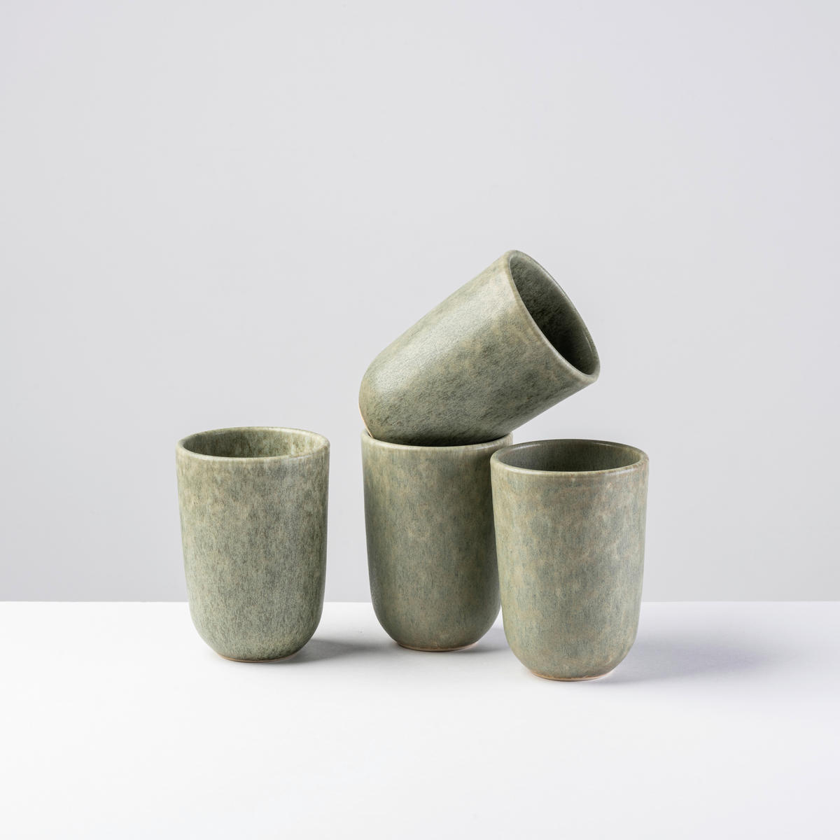 KAFFEEBECHERSET MOOS´N`STEIN 4-teilig  - Grün, Basics, Keramik (8,4kg) - Gipfelstück