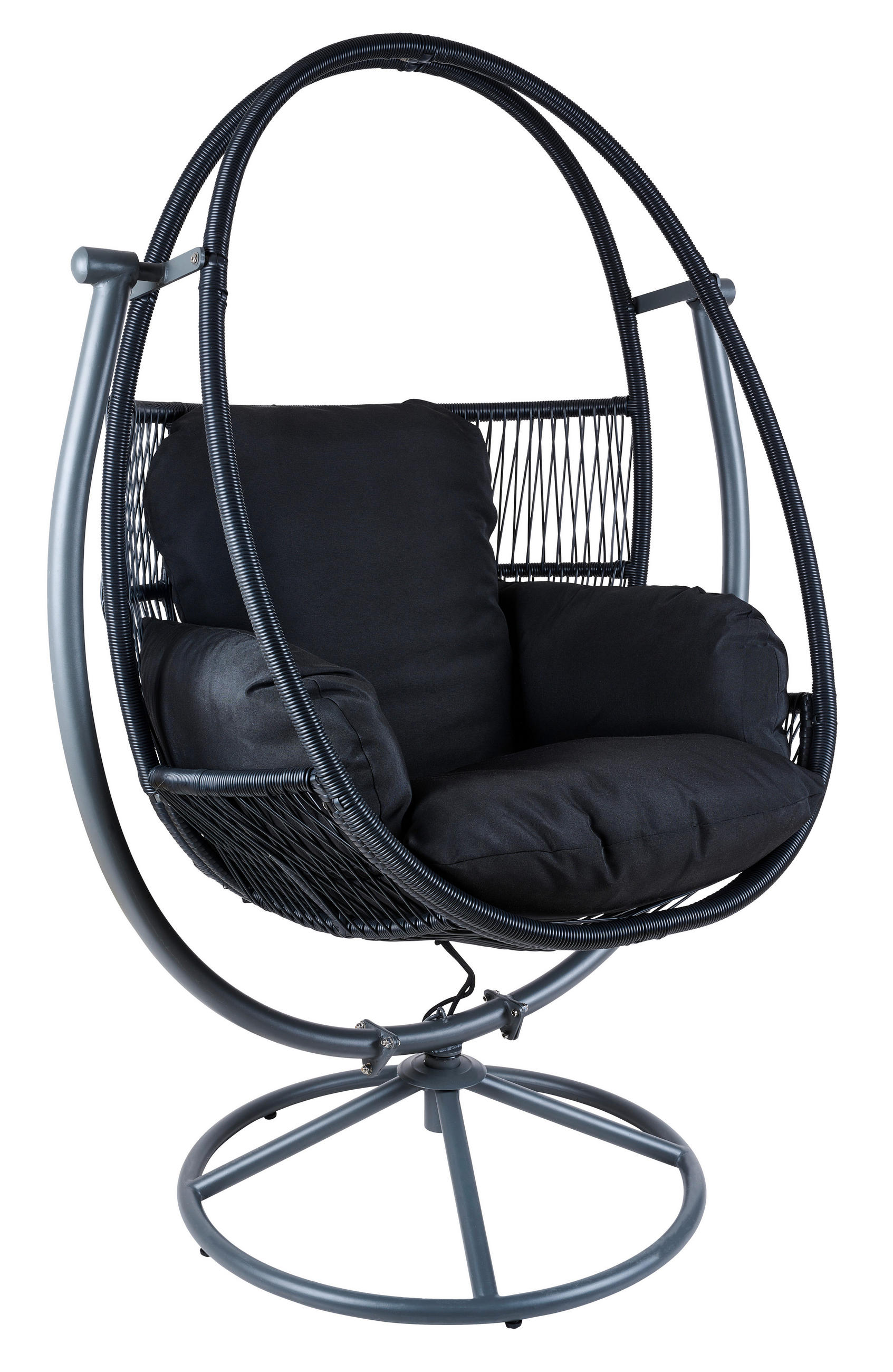 FAUTEUIL SUSPENDU - noir, Trend, textile/métal (113/90/160cm) - Ambia Home