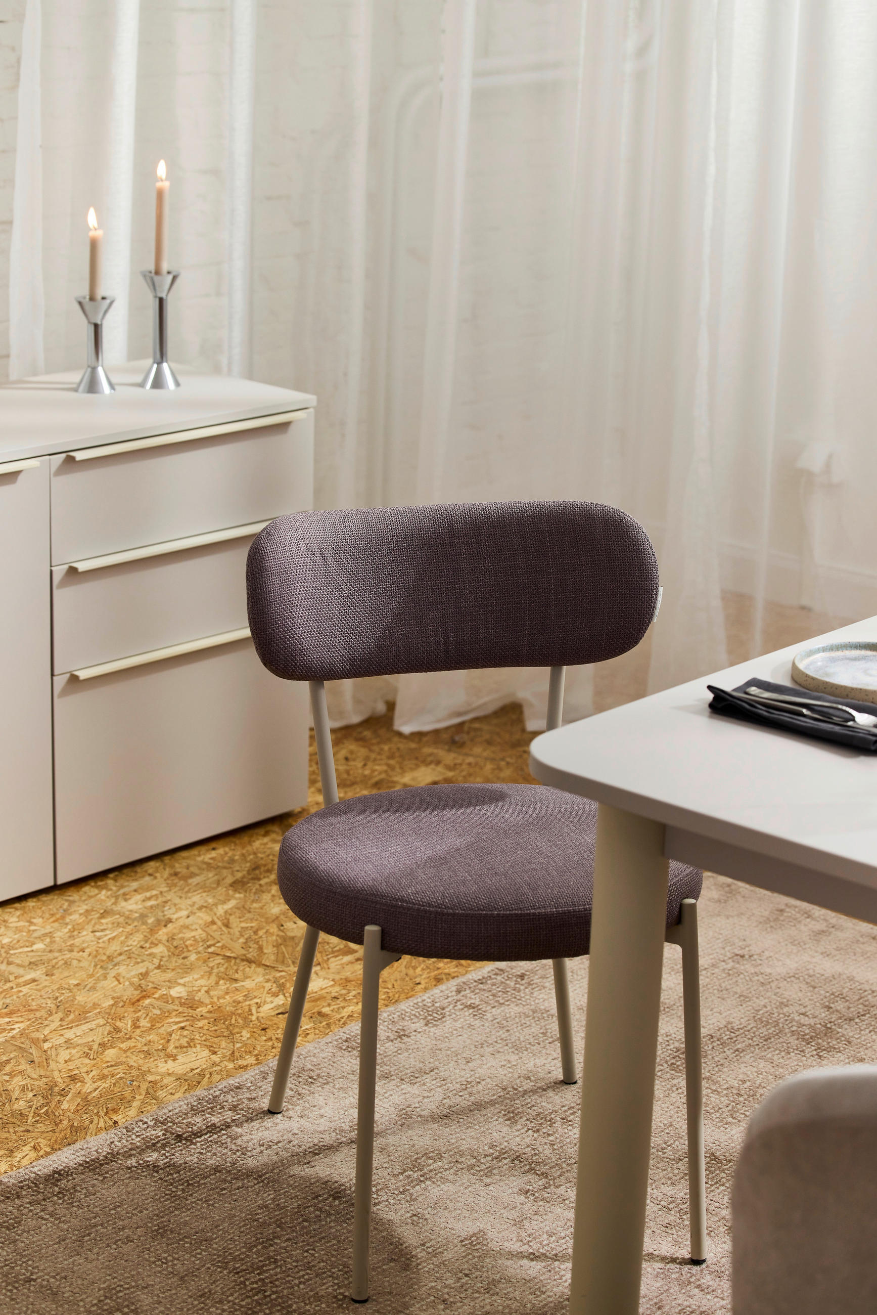 STUHL  in Stahl Webstoff Metall, Textil  - Dunkelrosa/Weiß, Basics, Textil/Metall (50/81,5/59cm) - Tom Tailor