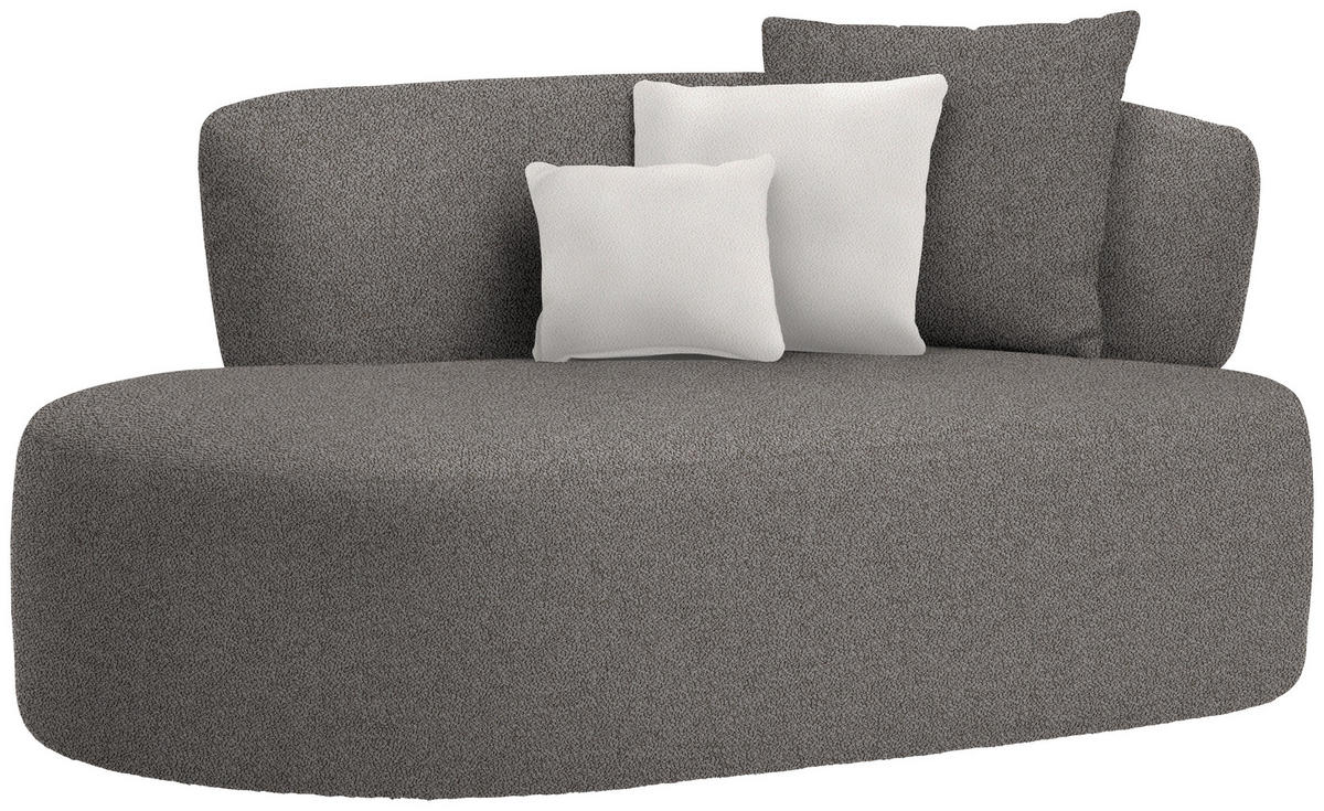 RÉCAMIERE in Plüsch Creme, Graphitfarben  - Creme/Schwarz, MODERN, Kunststoff/Textil (166/86/105cm) - Hom`in