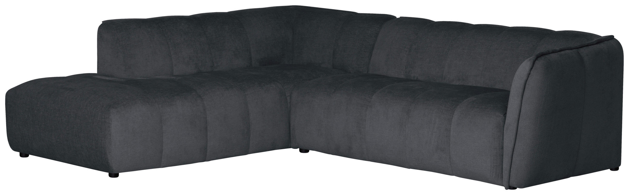 ECKSOFA  LIVOLI Grau Chenille  - Schwarz/Grau, Design, Textil (218/260cm) - MID.YOU