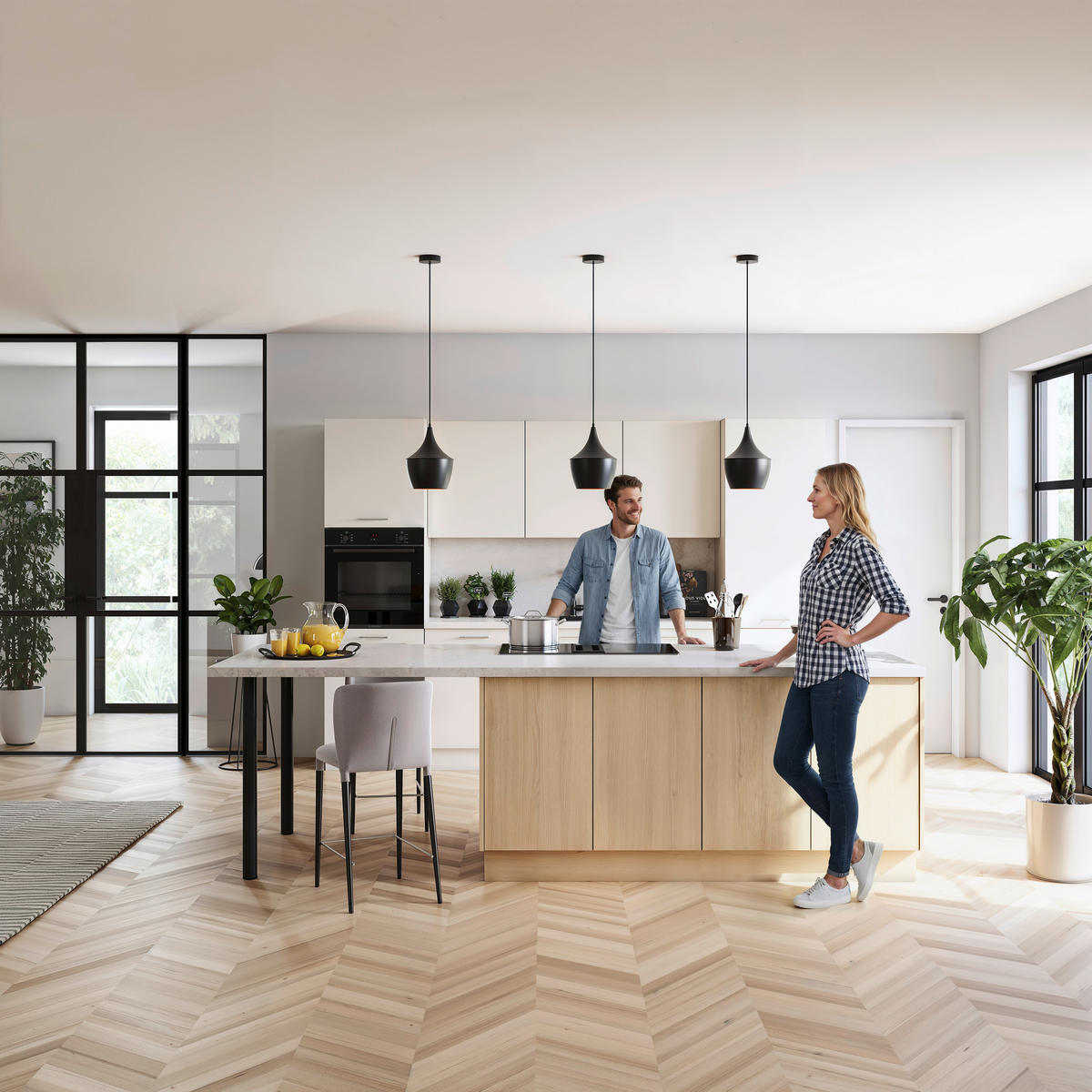 EINBAUKÜCHE   - Weiß, Design, Holzwerkstoff - EWE