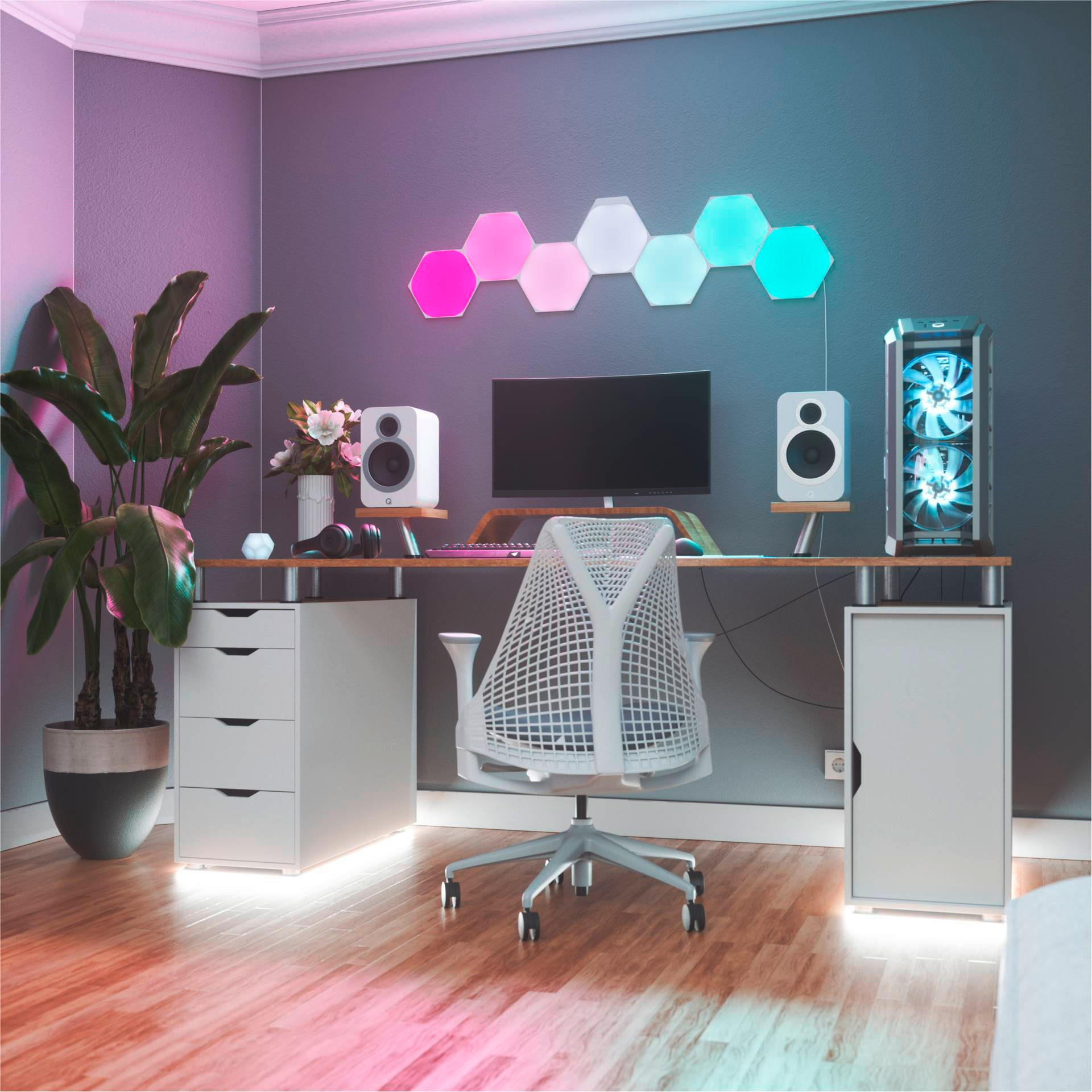 NANOLEAF HEXAGONS 9ER NANOLEAF SHAPES 23/0,6/20 cm   - Weiß, Basics, Kunststoff (23/0,6/20cm)