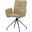 ARMLEHNSTUHL  Lederauswahl  Echtleder  - Beige/Schwarz, Design, Leder/Metall (65/91/58cm) - Moderano