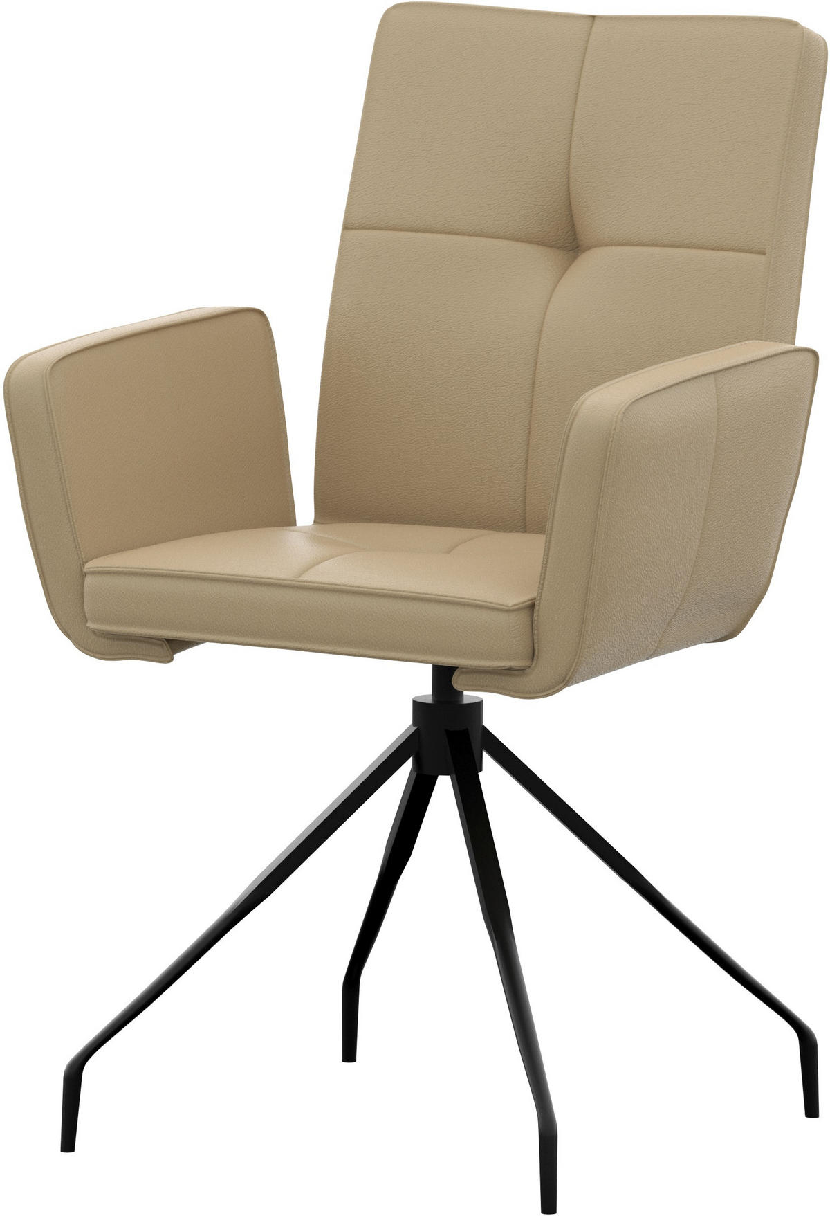 ARMLEHNSTUHL  , Lederauswahl  ,  , Echtleder  - Beige/Schwarz, Design, Leder/Metall (65/91/58cm) - Moderano