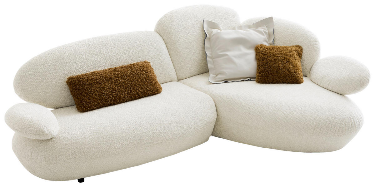 ECKSOFA Weiß Chenille Rücken echt, Armteilverstellung  - Schwarz/Weiß, Design, Kunststoff/Textil (278/170cm) - Koinor
