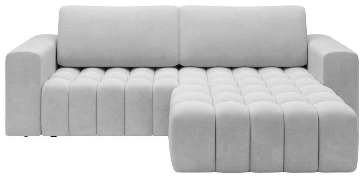 ECKSOFA BONETT in Samt Hellgrau  250/175 cm  - Hellgrau/Schwarz, Design, Kunststoff/Textil (250/175cm) - MID.YOU